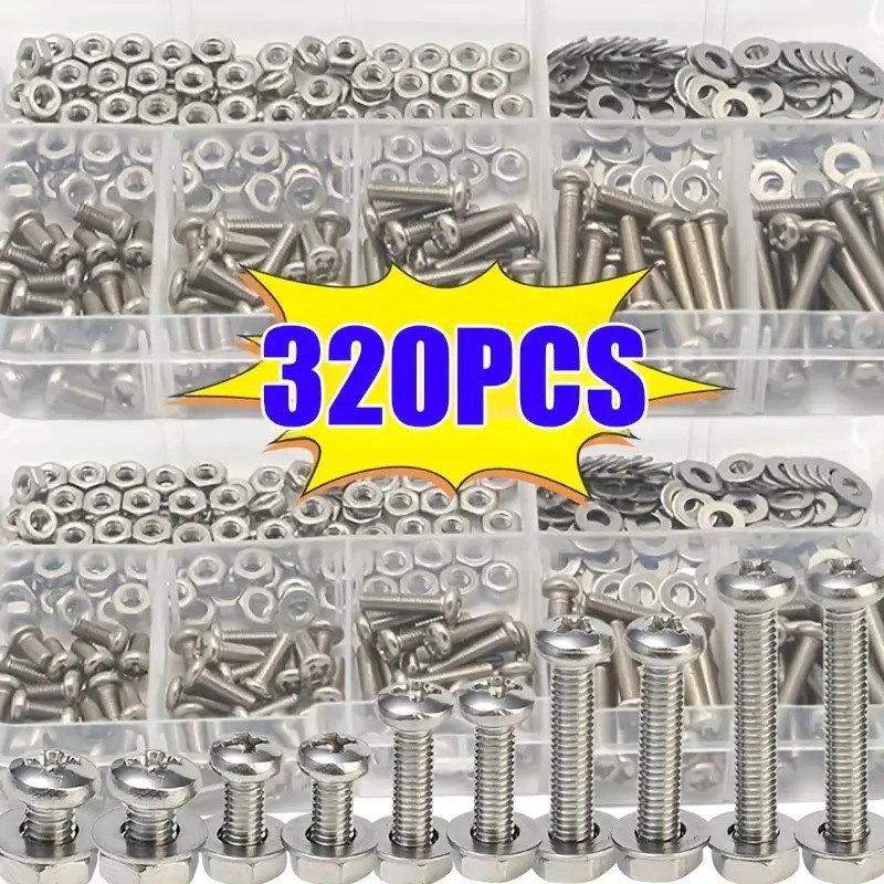 320PCS Set Mur & Baut Hex M2-M - Furniture Home Hardware ulasan dan harga